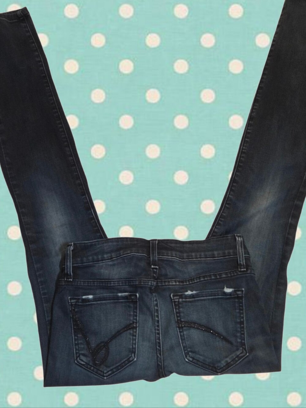 Bebe Dark Wash Rhinestone Pocket Skinny Jeans - 25
